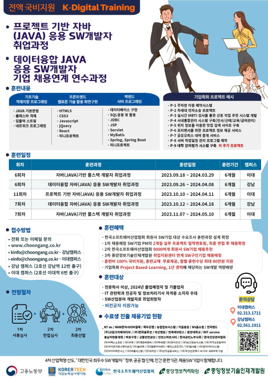 [중앙정보기술인재개발원/중앙정보처리학원] 데이터융합 JAVA 응용 SW개발자 취업과정 > 개발교육기관 - 데브코리아
